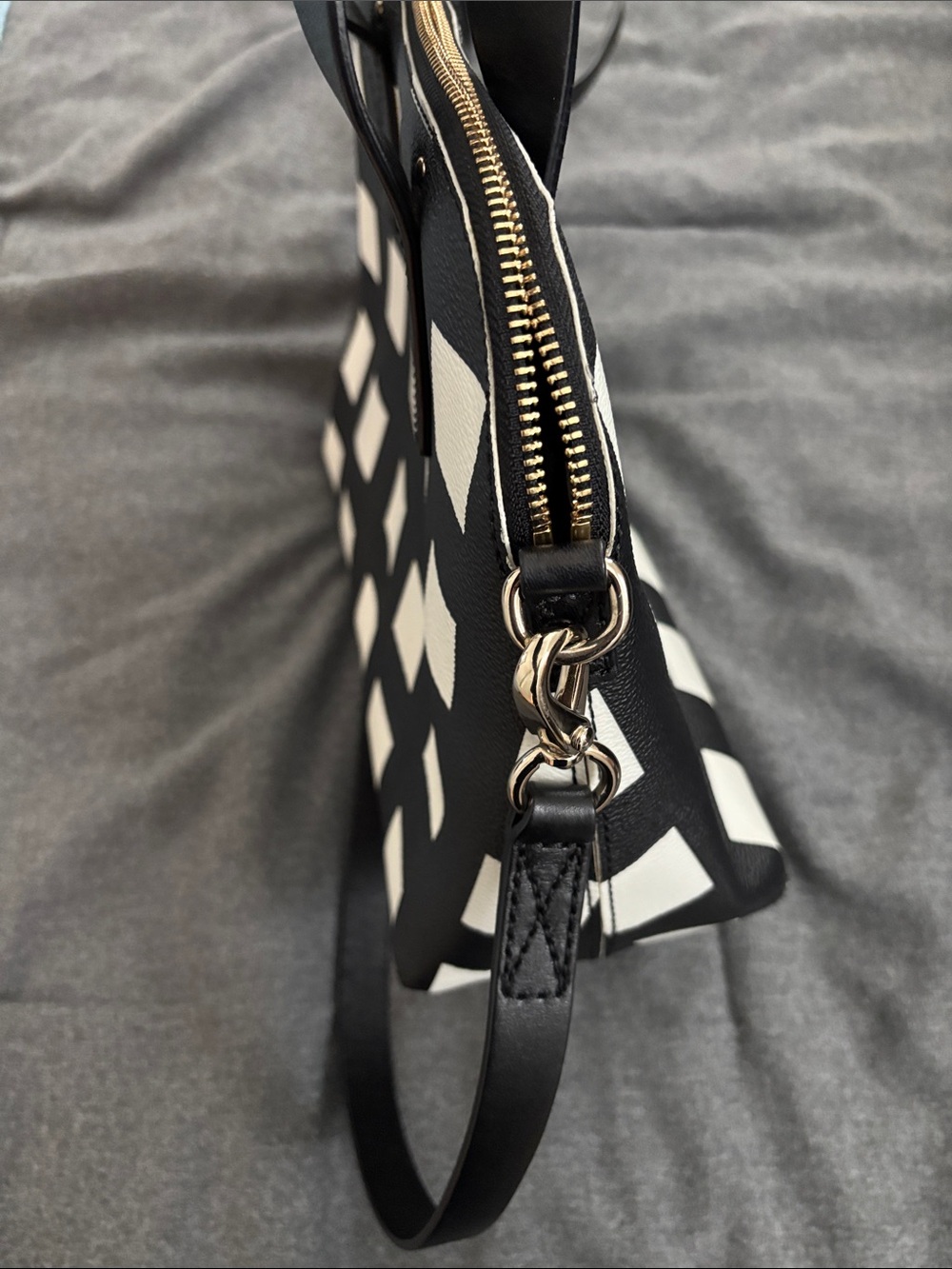 kate spade Black & White Checkerboard Dome Satchel - Picture 7 of 12